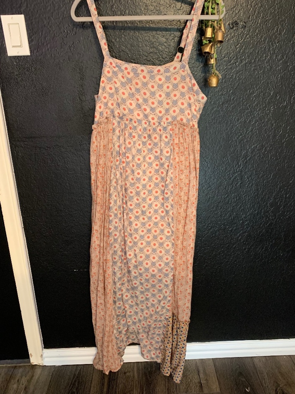 Natural life boho sundress - pink/blue adjustable straps